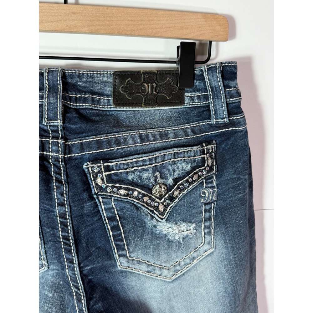 Miss Me Signature Boot Jeans Dark Wash Embellished Rhinestone Denim Size 30